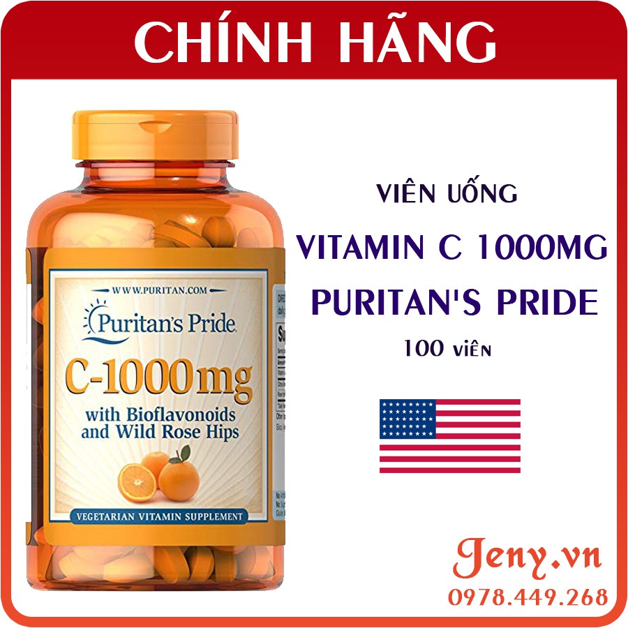 [Mã FMCGLOC giảm 5% đơn 250K] Viên Uống Vitamin C 100v- 1000mg Puritan's Pride