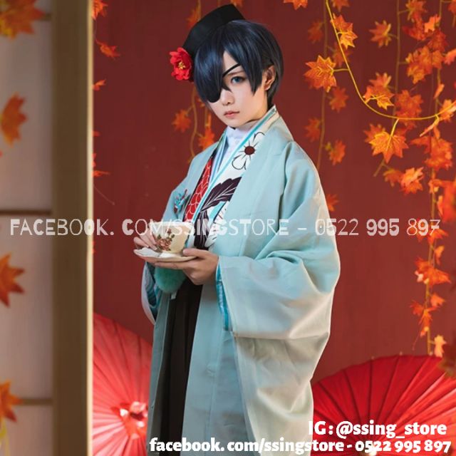 SSINGSTORE Set trang phục kimono cosplay nhân vật Ciel trong anime manga Kuroshitsuji Hắc Quản Gia