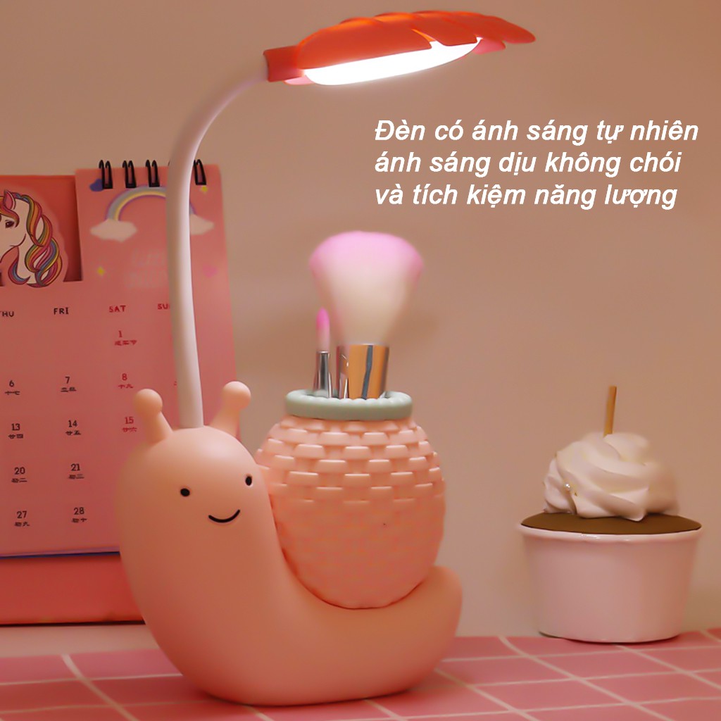 🎀GIÁ RẺ🎀 Đèn Học Để Bàn Cho Bé ,Chống Cận Nhỏ Gọn Đèn Led Mini Đọc Sách✔ đèn tích điện siêu tiết kiệm Hình ốc sên-dc4418