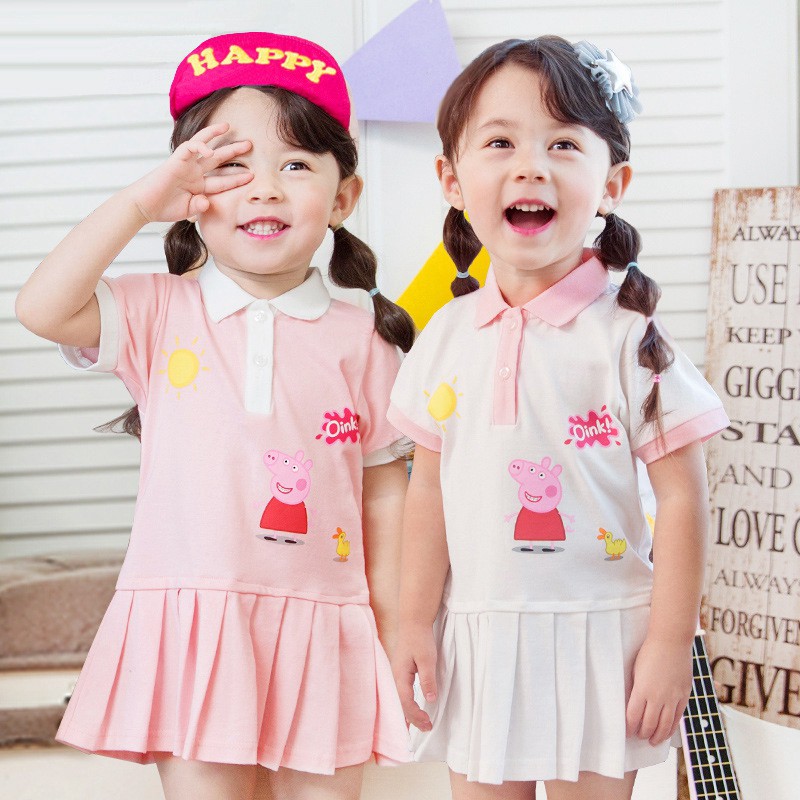 Đầm thun tay ngắn in hình đáng yêu cho bé gái