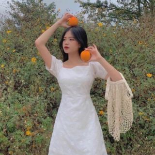 [ SALE SALE ] [ BAO ĐỔI TRẢ ] đầm hoa cúc trắng cổ vuông DSHC9080 chuẩn đẹp chuẩn sang