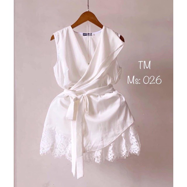 Sét áo cổ vest tầng chéo buộc nơ eo +cv ren liền quần siêu sang ảnh thật ❤️FREESHIP 70K ❤️ ẢNH THẬT