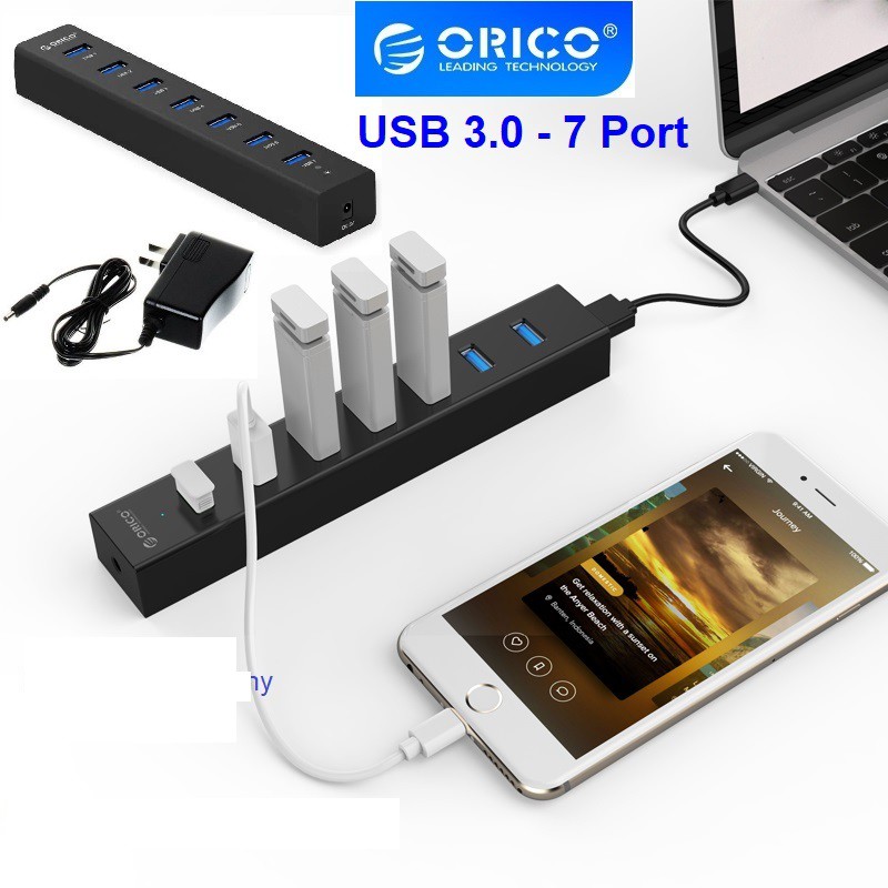 Hub bộ chia 7 cổng USB 3.0 Orico H7013-U3-AD - Hàng Chính Hãng Bảo Hành 12 Tháng -dc684