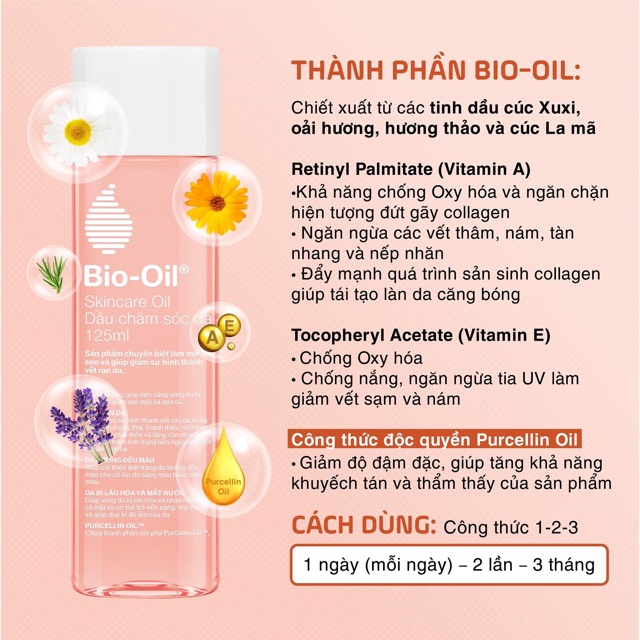 Tinh dầu giảm rạn, nứt và sẹo Bio Oil 60ml/125ml/200ml