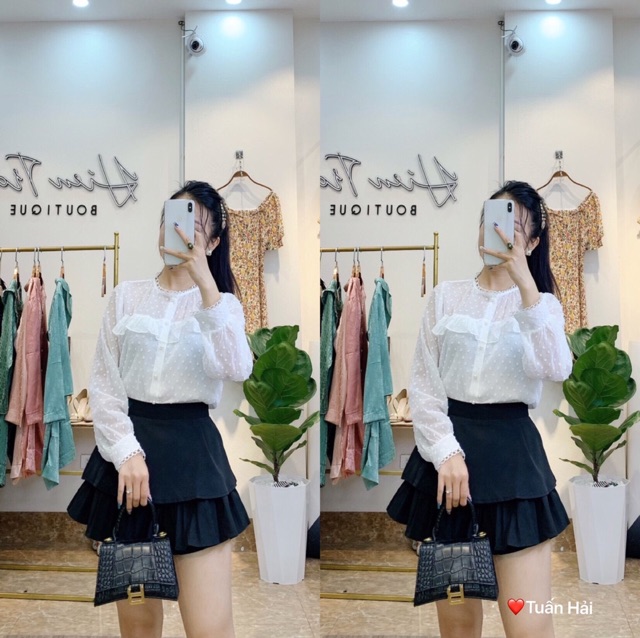 Áo Ren Tiểu Thư vintage Mẫu Mới Hàng 2 Lớp Ren Quảng Châu