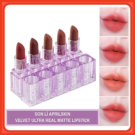 Son Thỏi Lì Lâu Trôi April skin Ultra Real Matte Lipstick 3.7g
