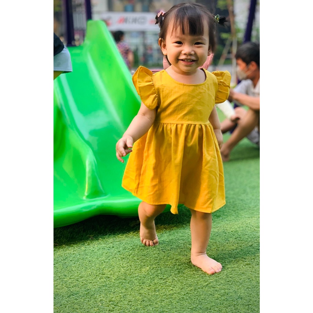 Váy bé gái, size 9-23kg, 1-7 tuổi thời trang trẻ em phòng cách Hàn Quốc, Váy đũi thắt nơ ở lưng cho bé