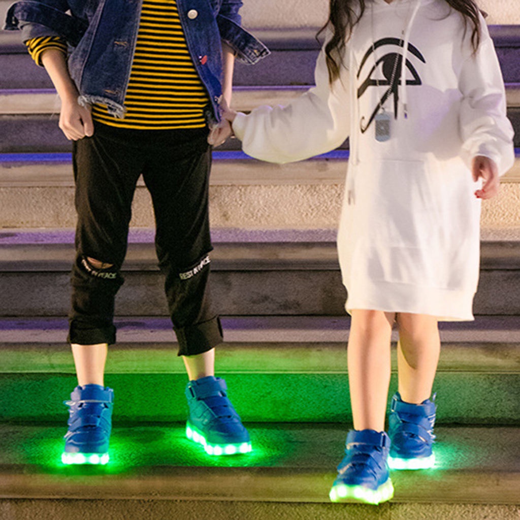 Giày Sneaker Có Đèn LED Nhấp Nháy Màu Xanh Dương 25 Cho Bé Trai &amp; Gái