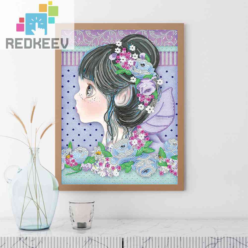 Bộ Tranh Đính Đá 5D DIY Hình Cô Gái Elf Để Trang Trí Nhà