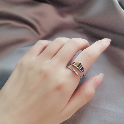 Set Nhẫn Đeo Khớp Ngón Trỏ Đính Đá Zircon Nhiều Màu Sắc Đa Dạng Cho Nữ