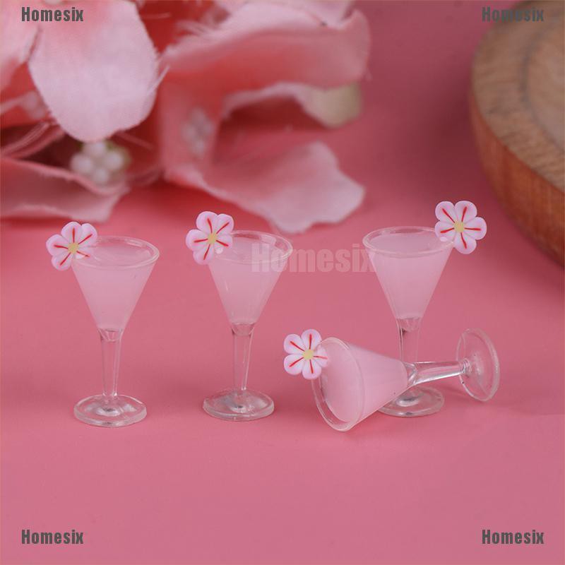 [HoMSI] 4Pcs 1/12 Dollhouse Miniature Cocktail Cup Drink Glass Model Toy Dollhouse Decor SUU