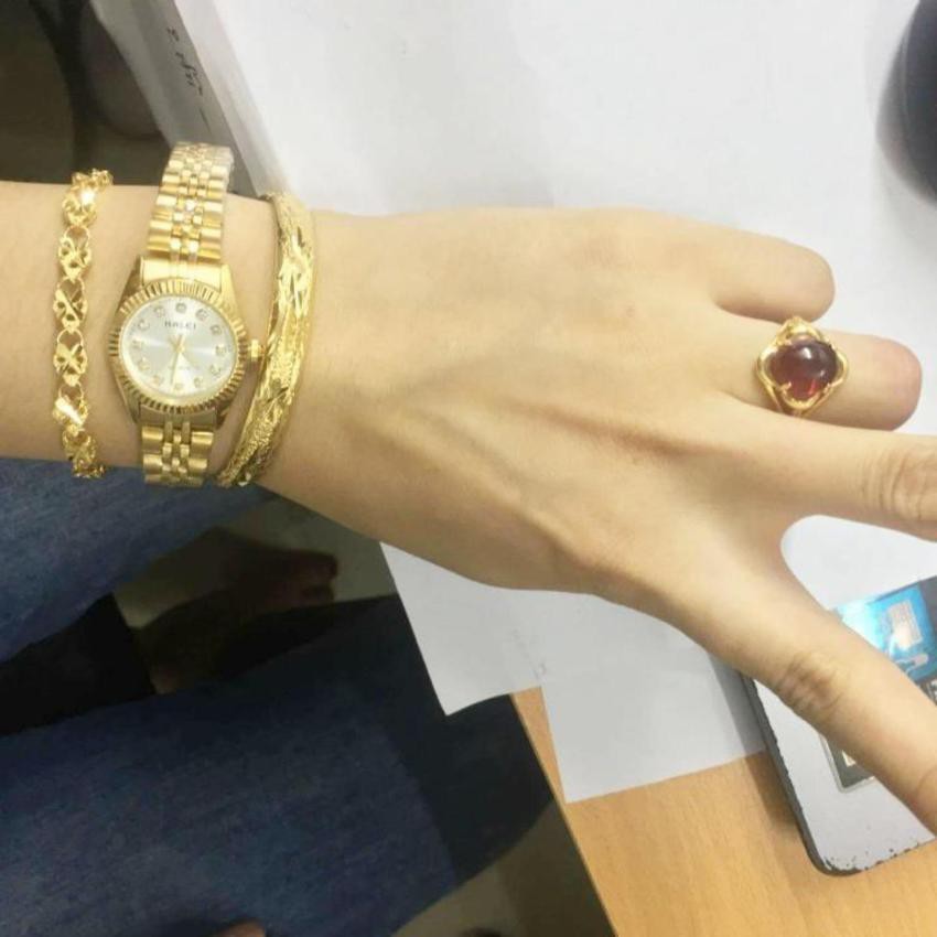 Đồng Hồ Nữ Halei Dây Vàng Mặt Trắng