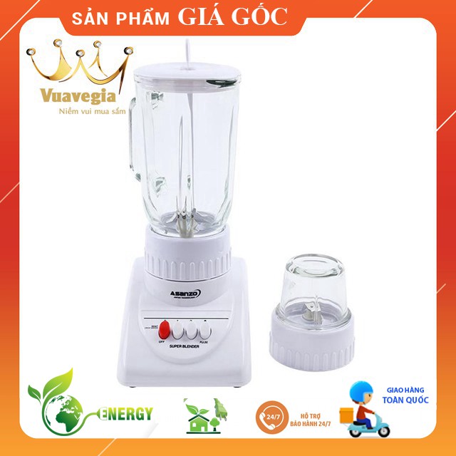 Máy xay sinh tố 2 cối thủy tinh Asanzo BL-200 1.25L - Hàng Chính Hãng