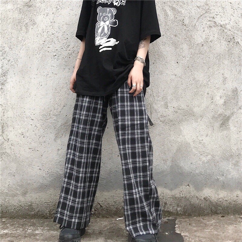 Quần kẻ caro mẫu mới ống rộng dáng suông ulzzang thời trang nam nữ cá tính/ Quần suông dáng dài cạp cao co dãn hàn quốc | BigBuy360 - bigbuy360.vn