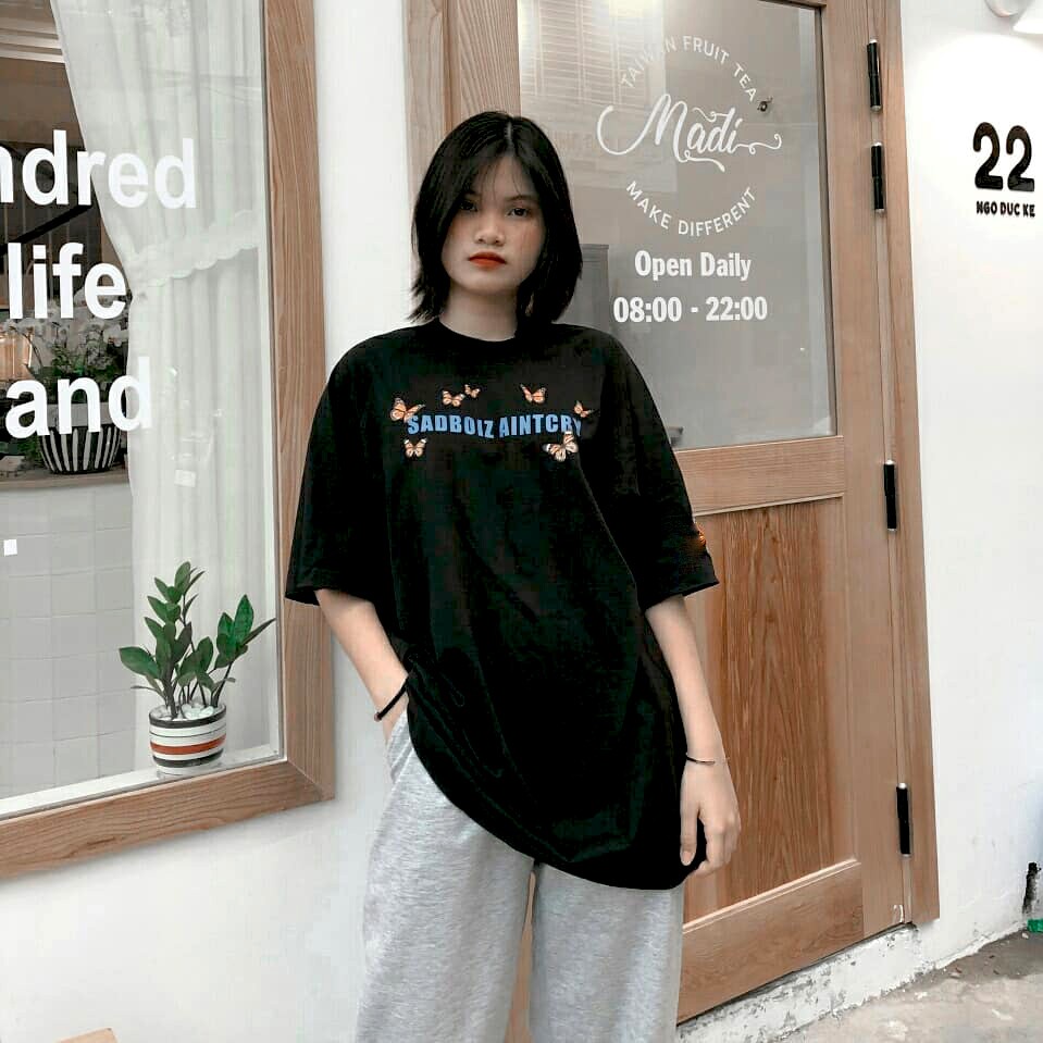 Áo Thun SADBOIZ AINTCRY Bướm Form Rộng Unisex Nam Nữ - Kiểu áo phông tay lỡ Ulzzang Leevin Store | BigBuy360 - bigbuy360.vn