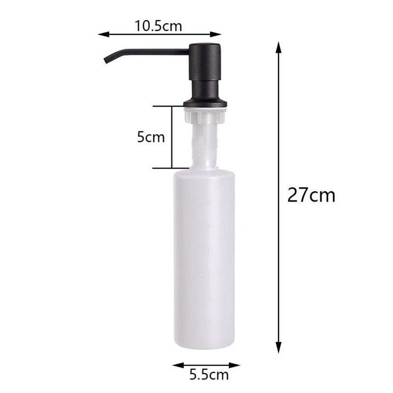 Bình Nhựa Đựng Xà Phòng Gắn Dưới Bồn Rửa Chén Nhà Bếp Màu Đen 300Ml