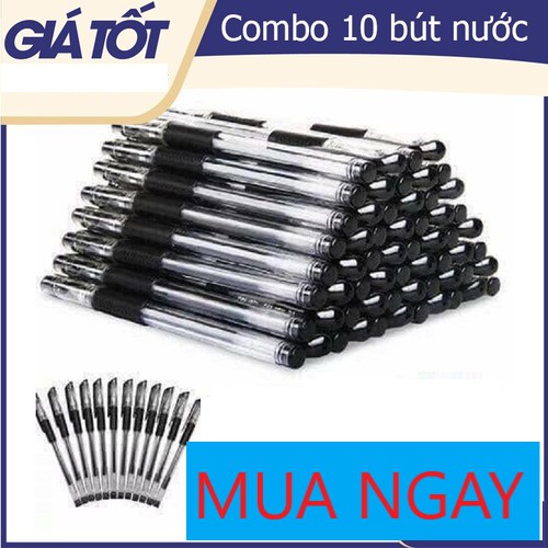 COMBO 10 CÂY BÚT BI NƯỚC MÀU ĐEN - VIẾT CHỮ BAO ĐẸP