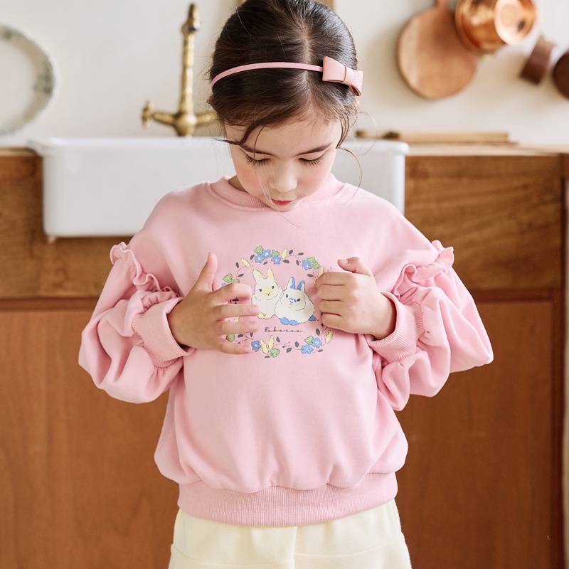 Áo nỉ da cá bèo vai Bebezoo cho bé gái BEB3TS107