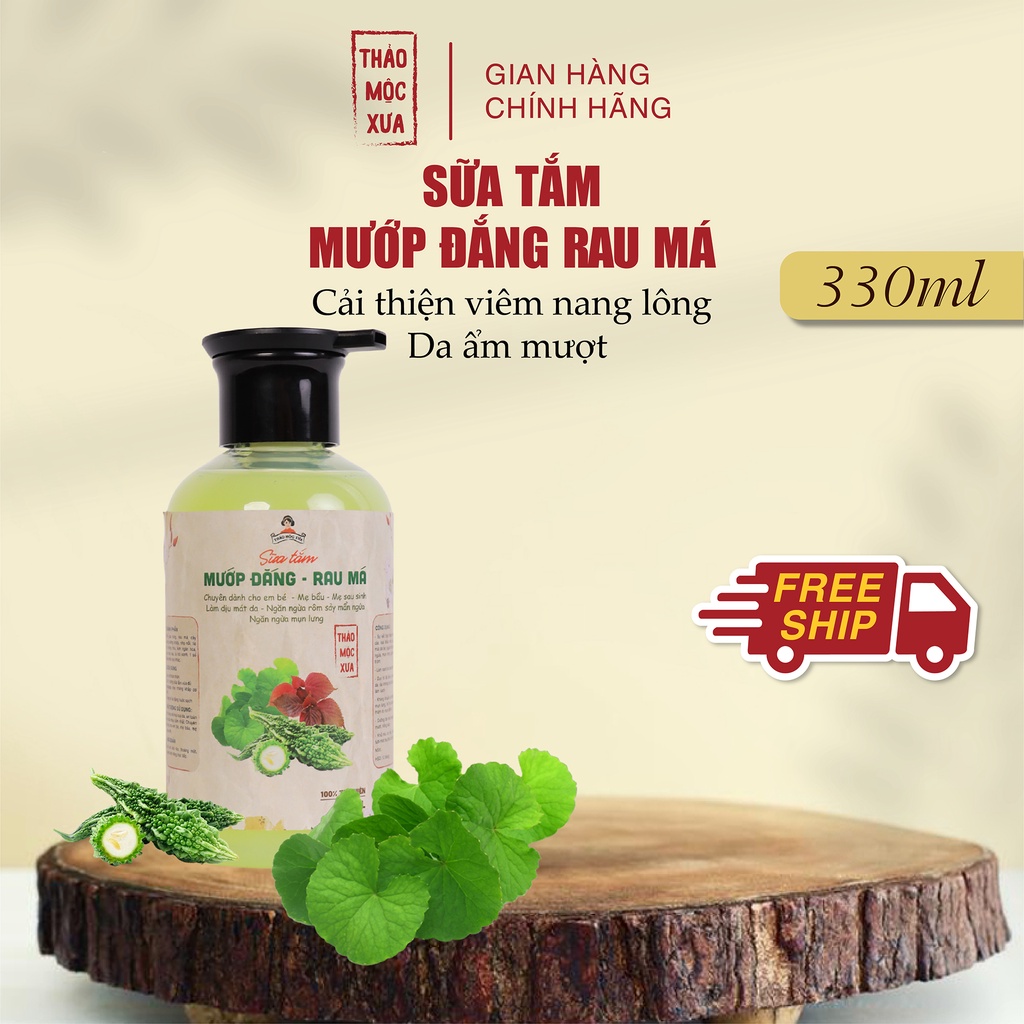 Sữa tắm mướp đắng giúp cải thiện viêm nang lông và dưỡng da mềm mượt Thảo Mộc Xưa 330ml