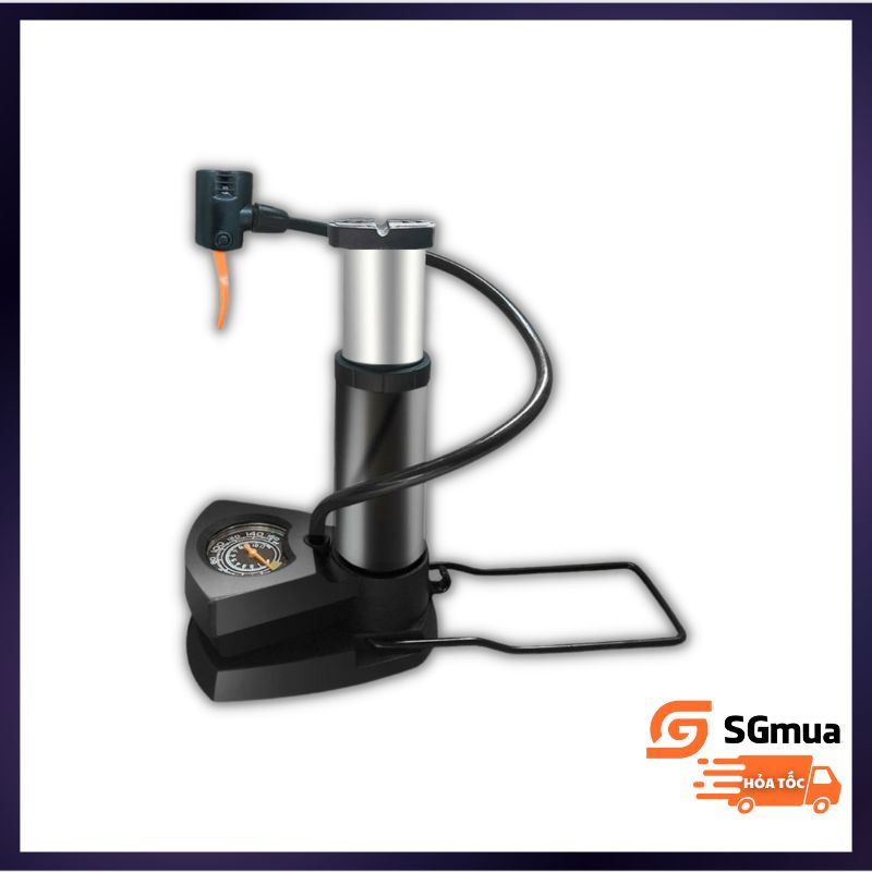 Bơm Hơi Đạp Chân Mini Đa Năng Có Đồng Hồ Đo Áp Suất, Nhỏ Gọn, Bơm Xe Máy, Xe Đạp, Lốp Ô Tô, Tiện Lợi