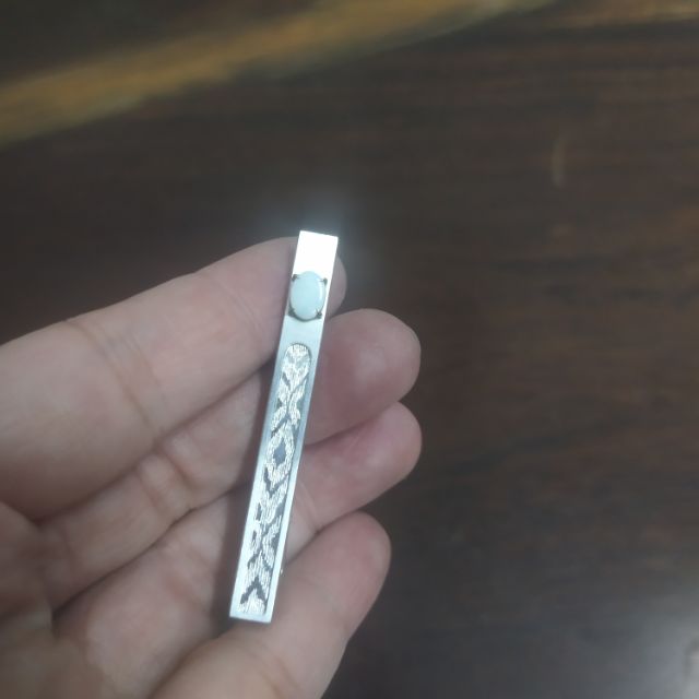 Kẹp cà vạt si tuyển Nhật gắn đá Opal