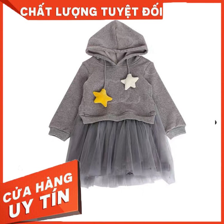 Bán sỉ BÁN SỈ - SET ÁO NỈ HOODIE XÁM MIX CHÂN VÁY BÉ GÁI