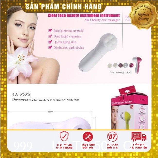 Máy rửa và mát xa mặt 5 in 1 làm đẹp tiện lợi Beauty care massager AE-8782