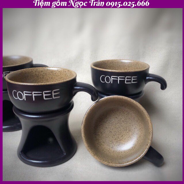 Bộ Bếp tách hâm nóng coffee cho mùa đông không lạnh- Gốm sứ Bát Tràng-M16