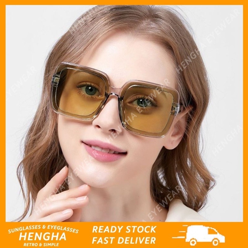 Kính Mát Gọng Vuông Oversize Chống Tia UV Thời Trang Phương Tây