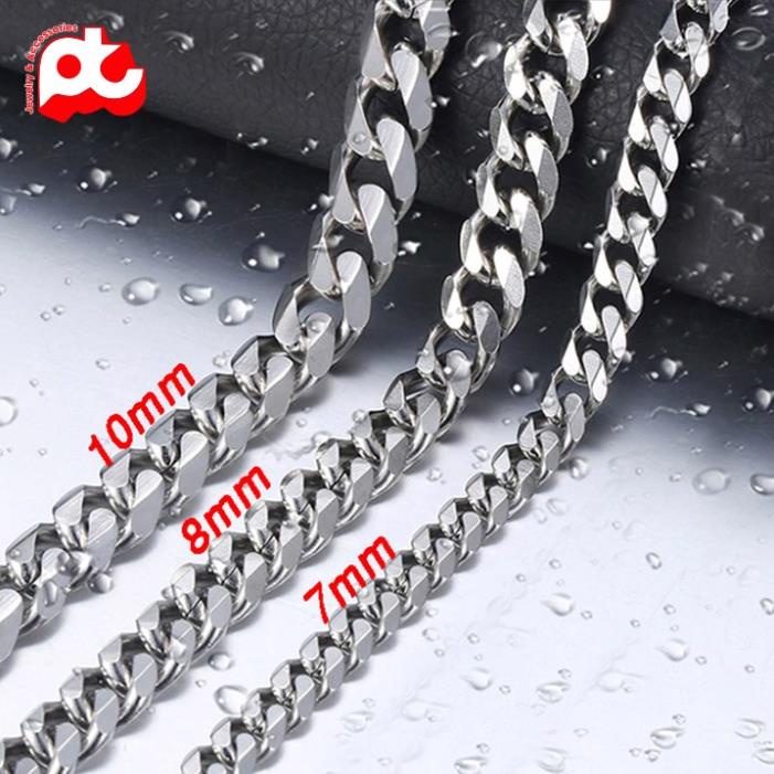 Dây chuyền nam thời trang đẹp titan thép không gỉ kiểu lặc xéo cao cấp PT JEWELRY kích cỡ 7mm màu trắng PTDCNA157