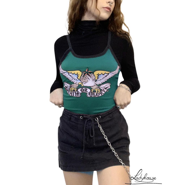 LD-Women´s Summer Tank Tops Spaghetti Straps Cartoon Eagle Print Tights Vest Female Everyday Wear