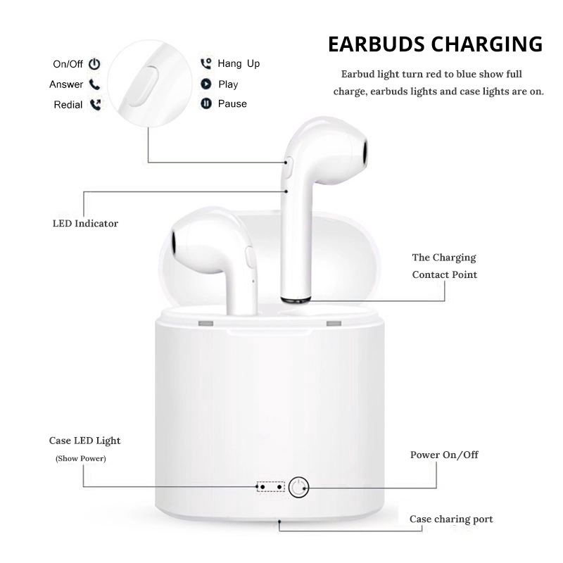 Wemitom Wireless Earphone Stereo Earbud Headset With Charging Box Mic All Bluetooth tablet For Xiaomi iPhone Samsung