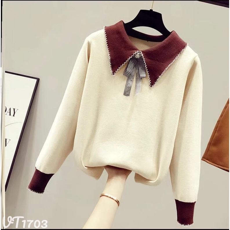 ❤️FREESHIP❤️Áo len pha cổ nơ hàng qc l1 ảnh chuẩn Uy Tín ah | BigBuy360 - bigbuy360.vn