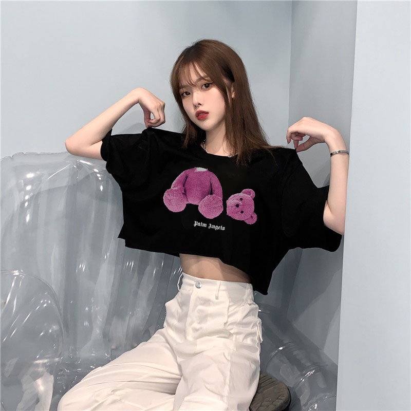 Áo croptop nữ tay ngắn cổ tròn vải thun cotton kiểu hàn quốc CR013 Miucho in hình hoạ tiết | BigBuy360 - bigbuy360.vn