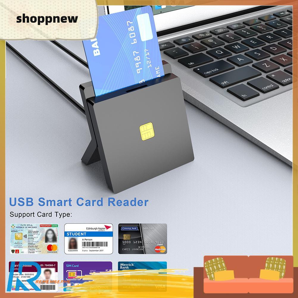 Shoppnew Portable USB 2.0 Smart Card Reader CAC ID SIM Bank Card Adapter Connector