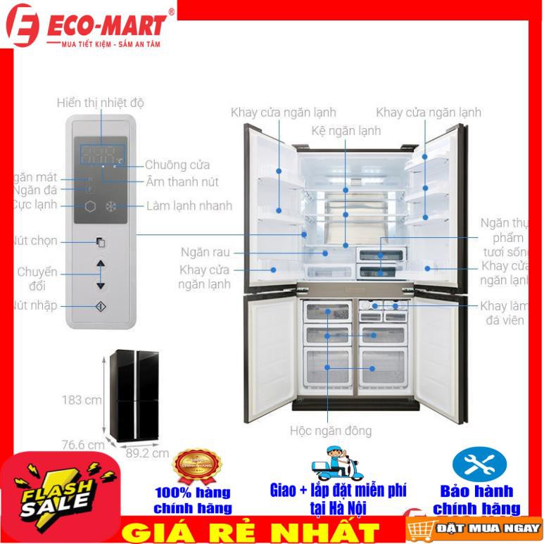 SJ-FX688VG-BK Tủ lạnh Sharp 4 cánh màu gương đen SJ-FX688VG-BK