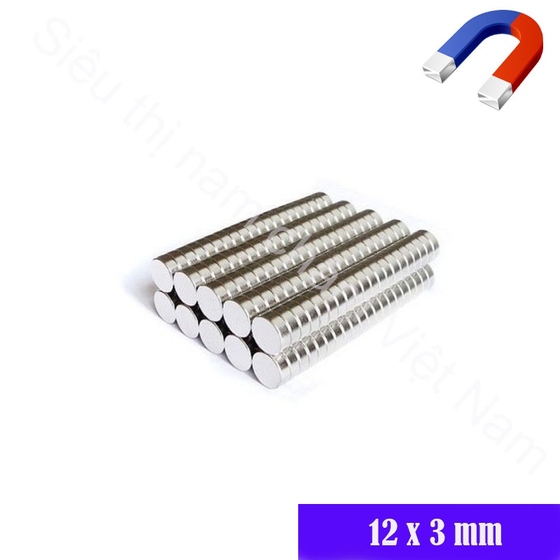Nam châm 12x1 12x2 12x3 12x4  viên tròn Loại siêu hít, set 10 viên mỗi loại