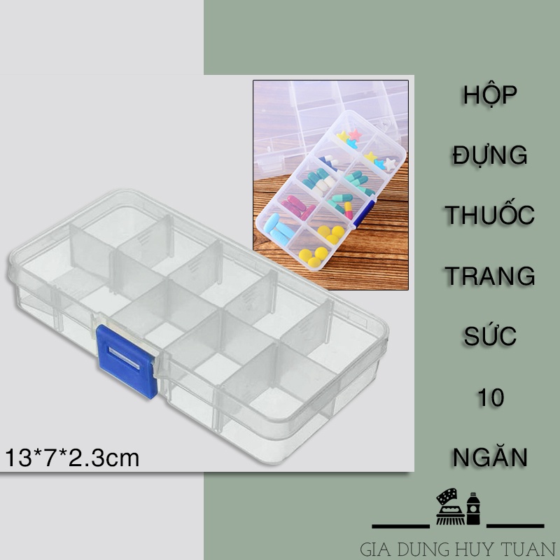 Hộp đựng thuốc, trang sức 10 ngăn bằng nhựa