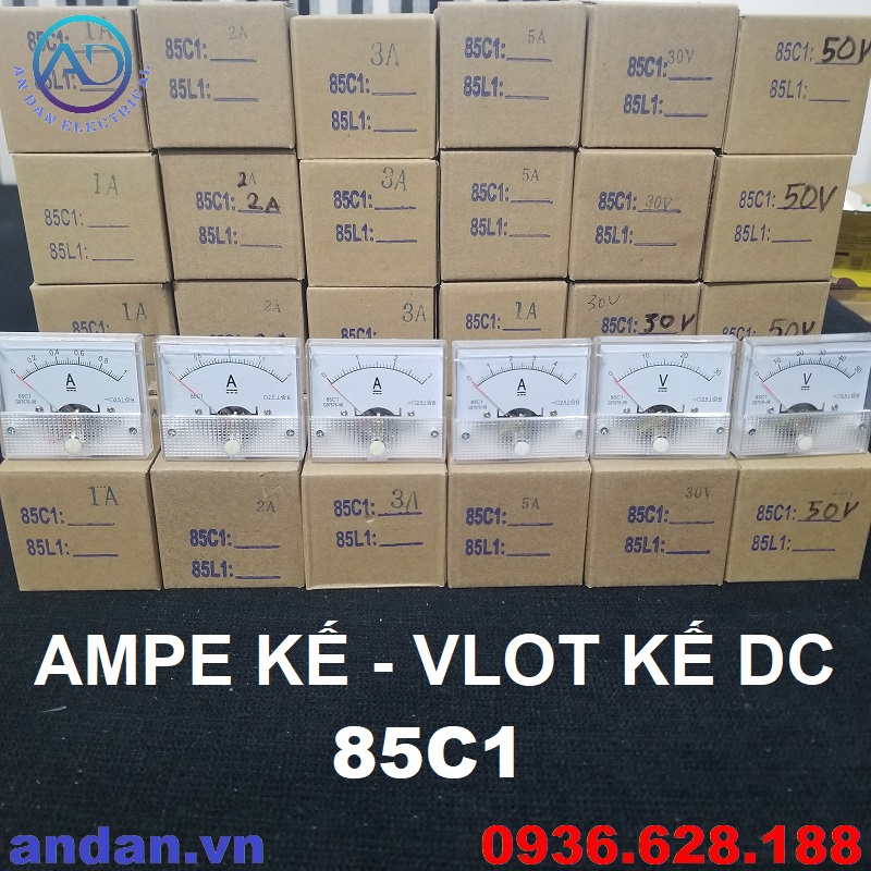 Ampe kế - Volt kế cơ DC, Đồng hồ đo dòng điện - điện áp DC 85C1 500mA 1A 2A 3A 5A 5V 30V 50V