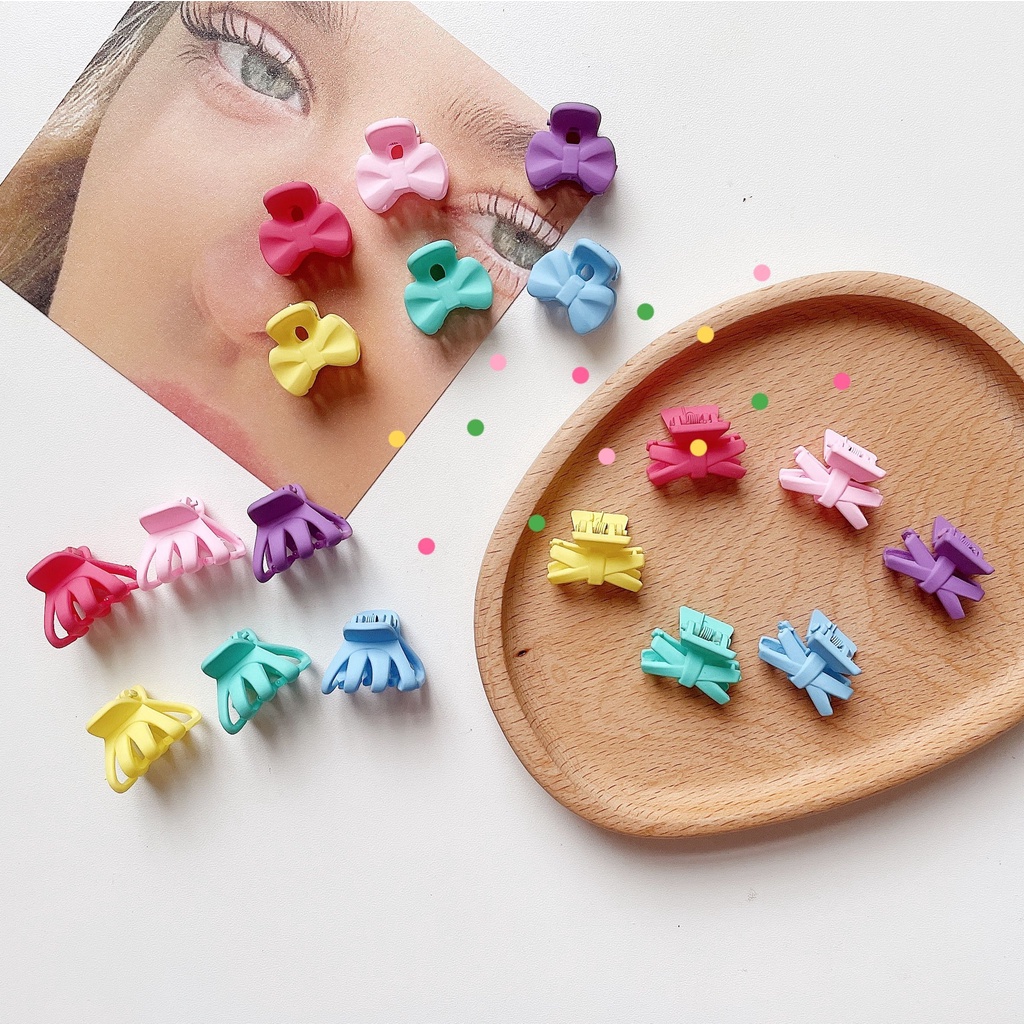 Set 6 kẹp tóc nhựa màu trơn họa tiết da báo phong cách Hàn Quốc thời trang cho nữ