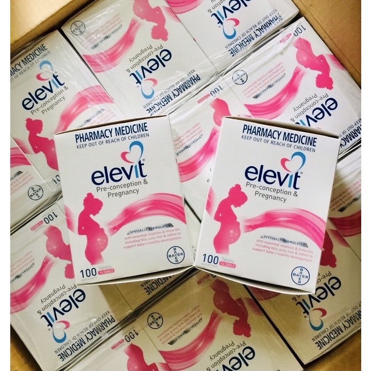 Vitamin tổng hợp Elevit, Viên uống cho bà bầu Elevit xuất xứ Úc Hộp 100 viên bổ sung khoáng chất