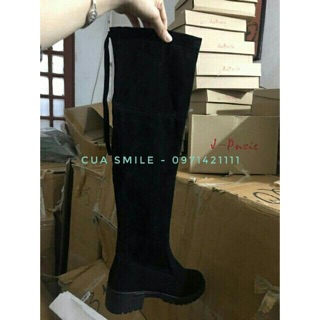 Bốt boots cao cổ đế 3-7p chất da lộn lót lông
