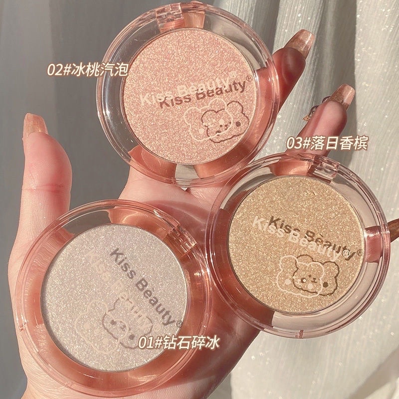 Phấn nhũ highlight lâu trôi phấn bắt sáng lấp lánh KISS BEAUTY chống thấm nước nội địa Trung hot Tiktok Douyin