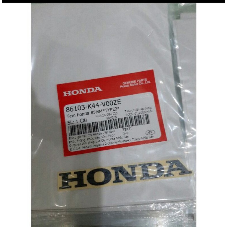 Tem chữ honda 85mm chính hãng honda