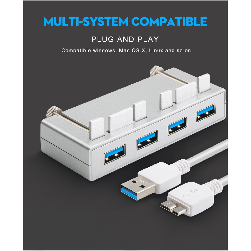 Rocketek multi usb 3.0 hub 4 port adapter splitter DC Power Interface