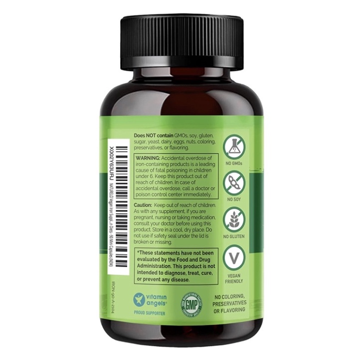 Viên chay bổ sung sắt organic NATURELO Vegan Iron 90 viên USA