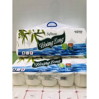 Giấy vệ sinh hoàng long lốc 10 cuộn 3 lớp 1.4kg