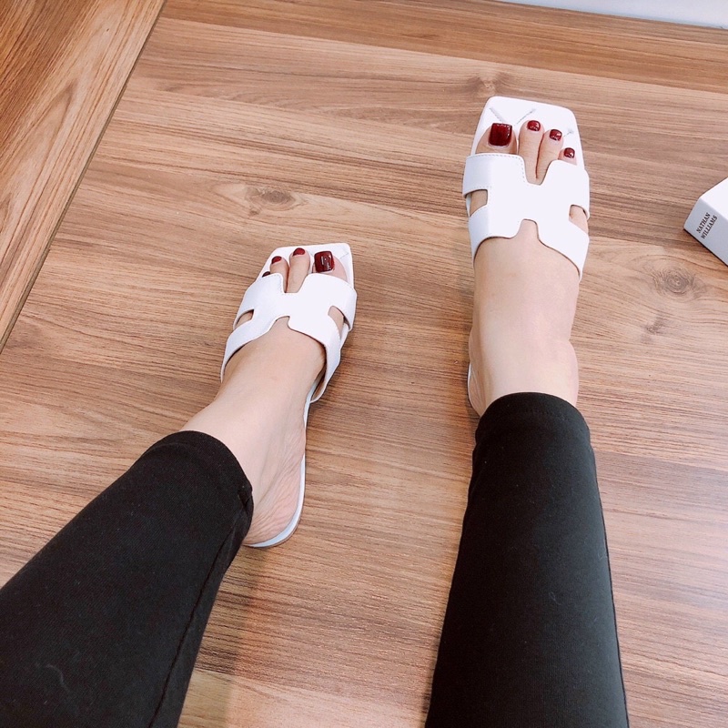 Dép H nữ quai ngang kiểu hm phá cách chằng chỉ đế cao cấp siêu êm cực HOT - Chi Chanh Store
