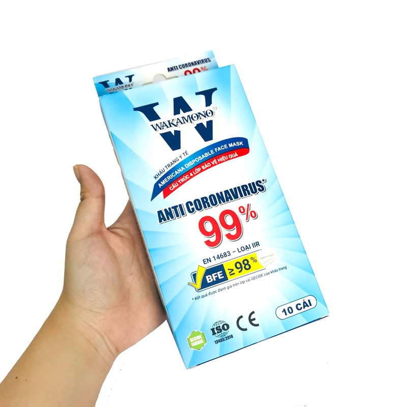 Khẩu Trang Y Tế WaKaMoNo Việt Nam 4 lớp hộp 10 cái 4 Lớp Kháng Khuẩn - Khẩu Trang Y Tế WaKaMoNo Chính Hãng