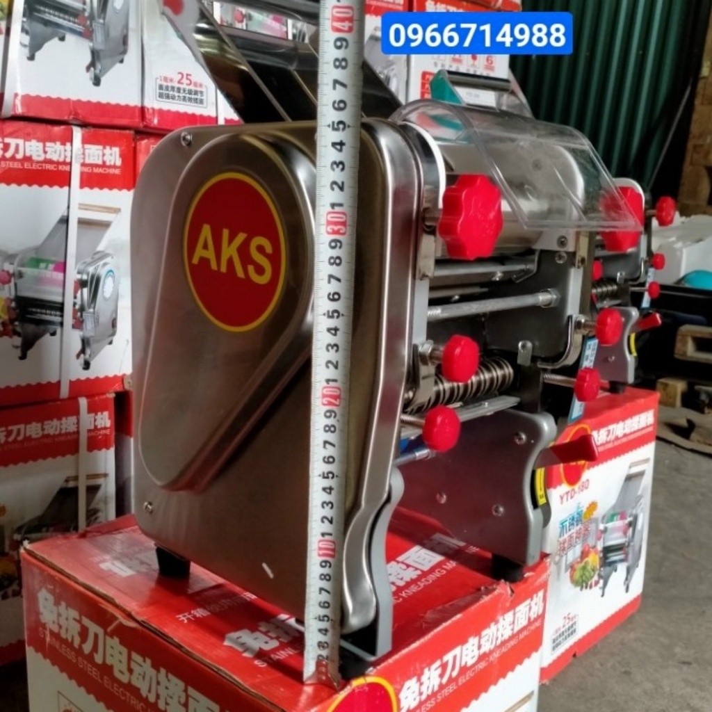 Máy Cán Bột Cắt Sợi Làm Mì Tươi Chạy Điện AKS 180 Inox Toàn Bộ Trục Cán 18cm Lô Cắt Sợi Tròn,Sợi Dẹt Bảo Hành 12 Tháng